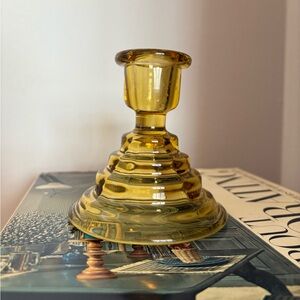 Vintage Green Glass Candle Holder